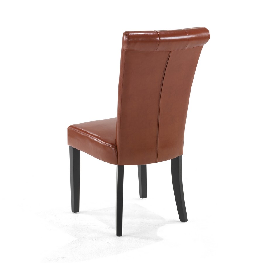 Armen Living Tuxford Burnt Orange Leather Tufted Side Chair