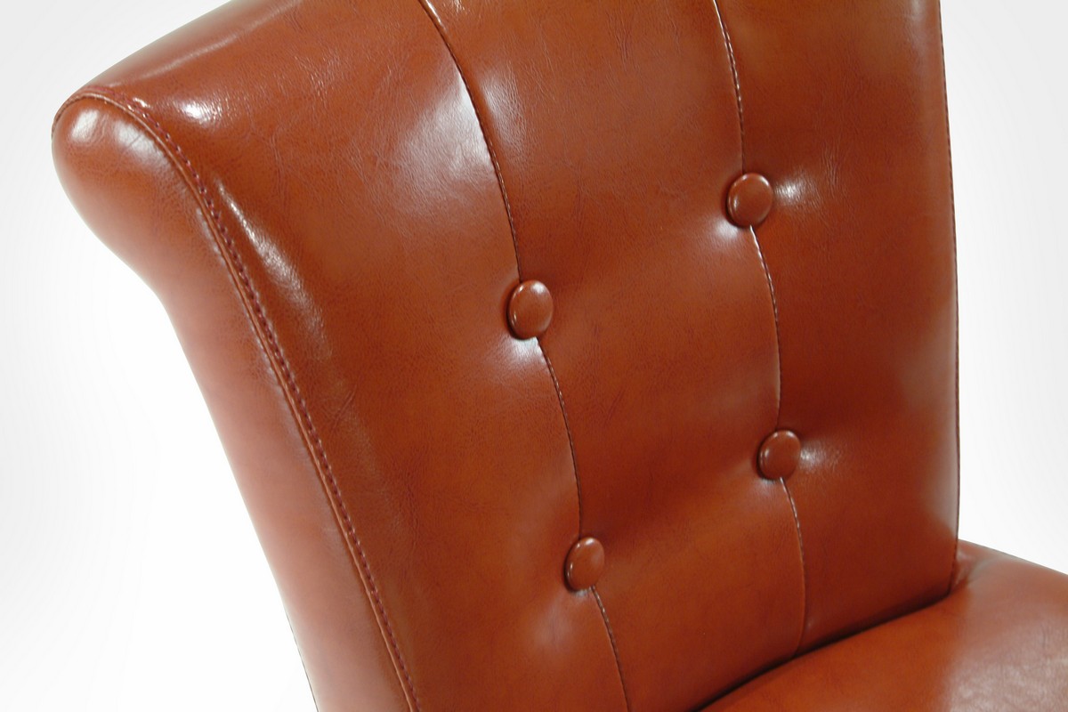 Armen Living Tuxford Burnt Orange Leather Tufted Side Chair