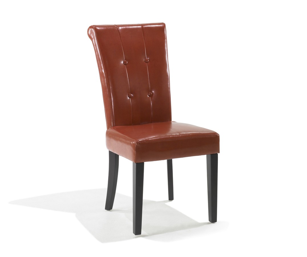 Armen Living Tuxford Burnt Orange Leather Tufted Side Chair