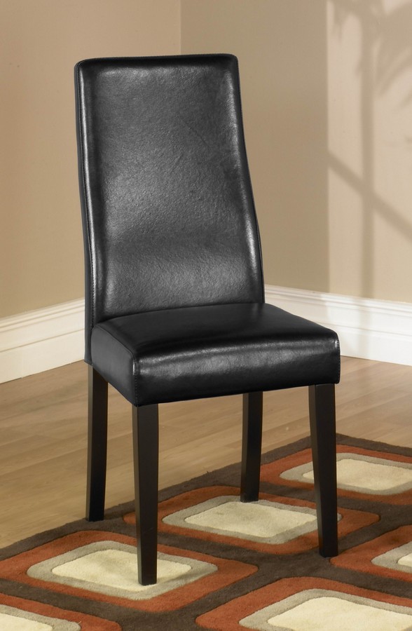 Armen Living Black Leather Side Chair