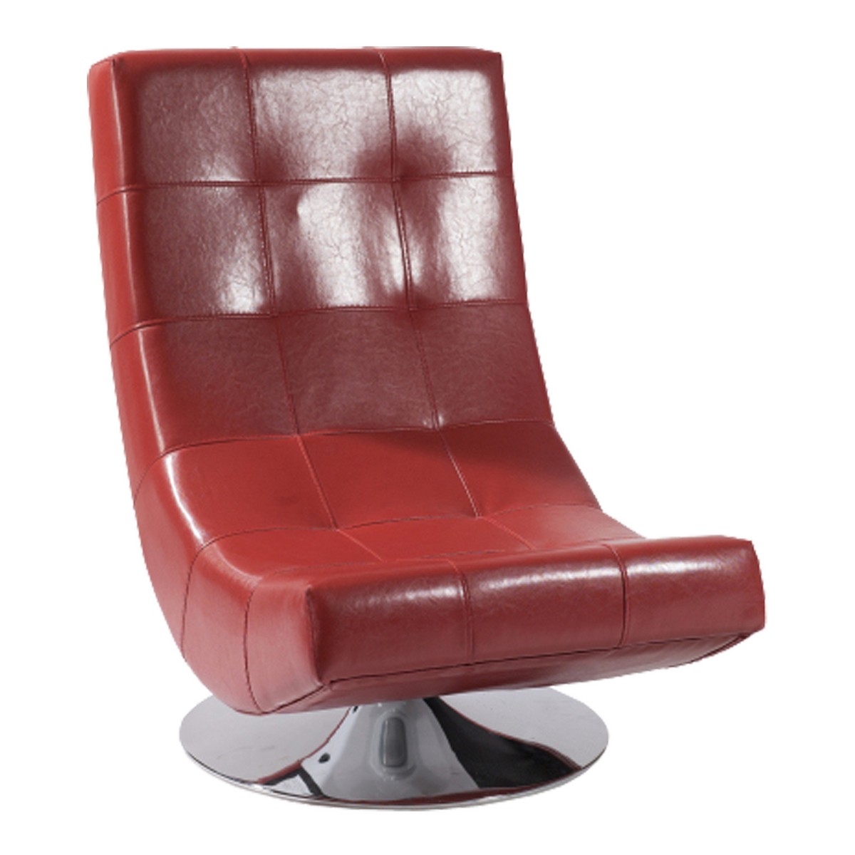 Armen Living Mario Swivel Chair Red Bonded Leather
