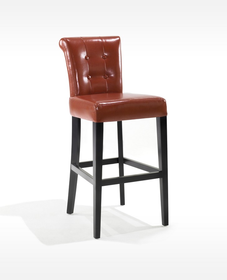 Armen Living Sangria 26in Stationary Tufted Burnt Sienna Bonded Leather Counter High Barstool