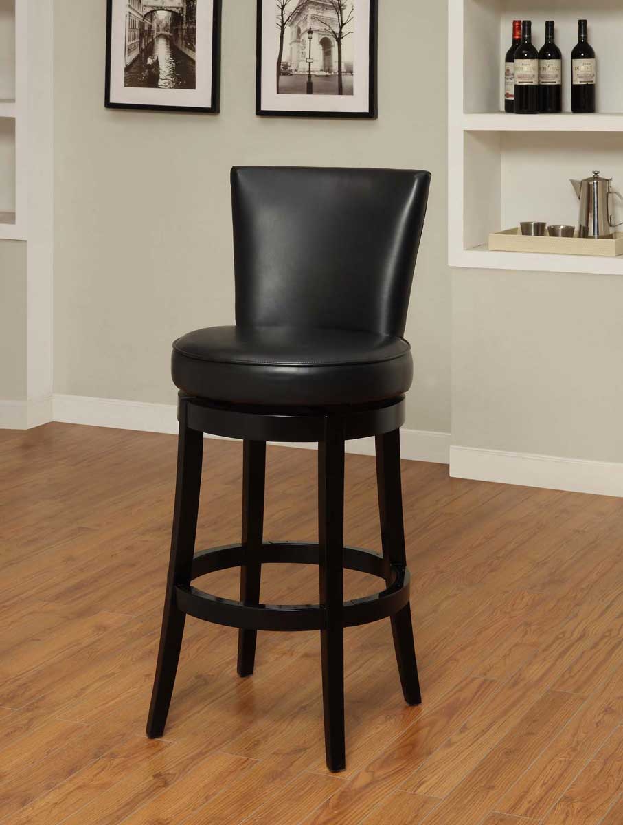 Armen Living Boston 26-inch Swivel Barstool - Black Bicast Leather