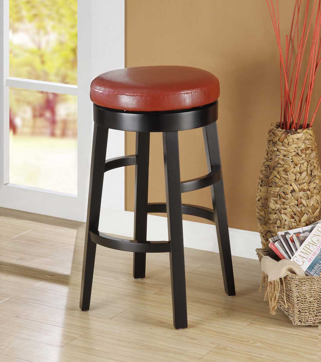 Armen Living Halo 30 Inch Swivel Barstool - Red Bicast Leather