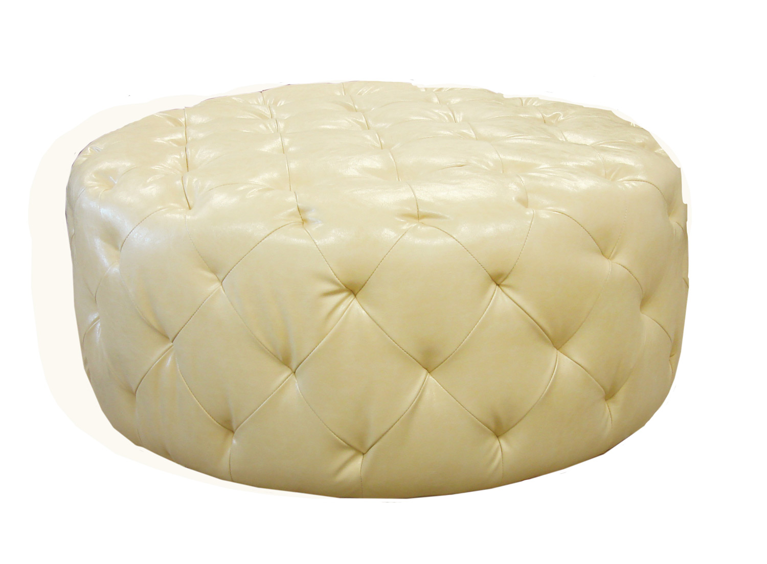 Armen Living Victoria Ottoman - Ivory Bonded Leather