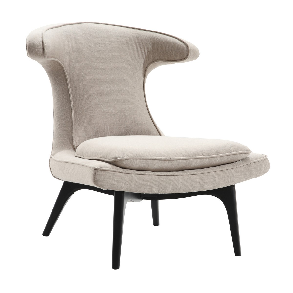 Armen Living Aria Modern Chair In Taupe Fabric and Black Wood