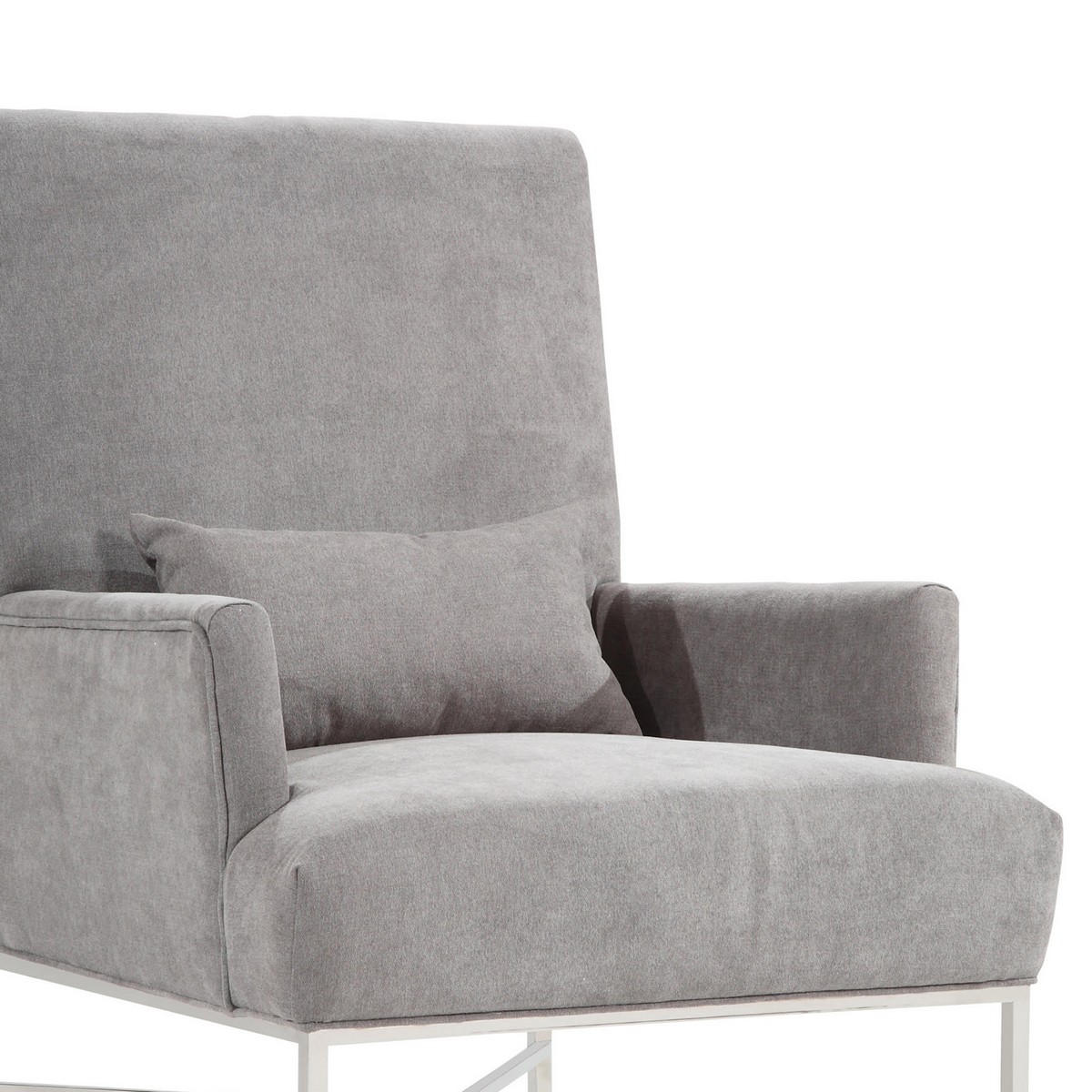 Armen Living York Contemporary Accent Chair In Gray Chenille and Steel Finish