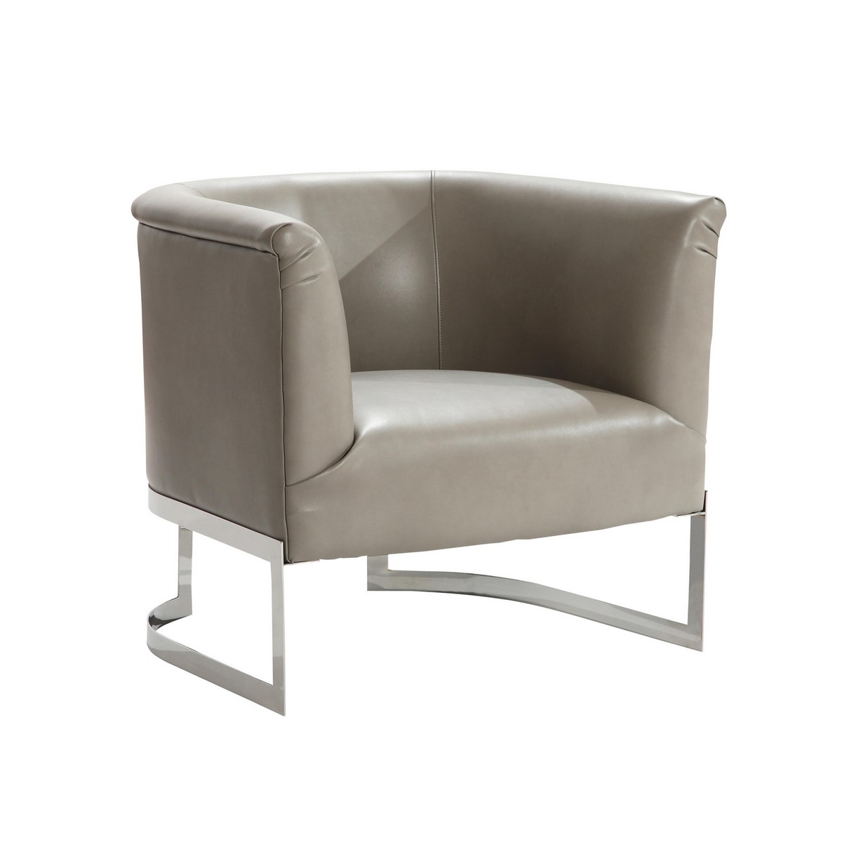 Armen Living Elite Contemporary Accent Chair In Smoke and Steel Finish