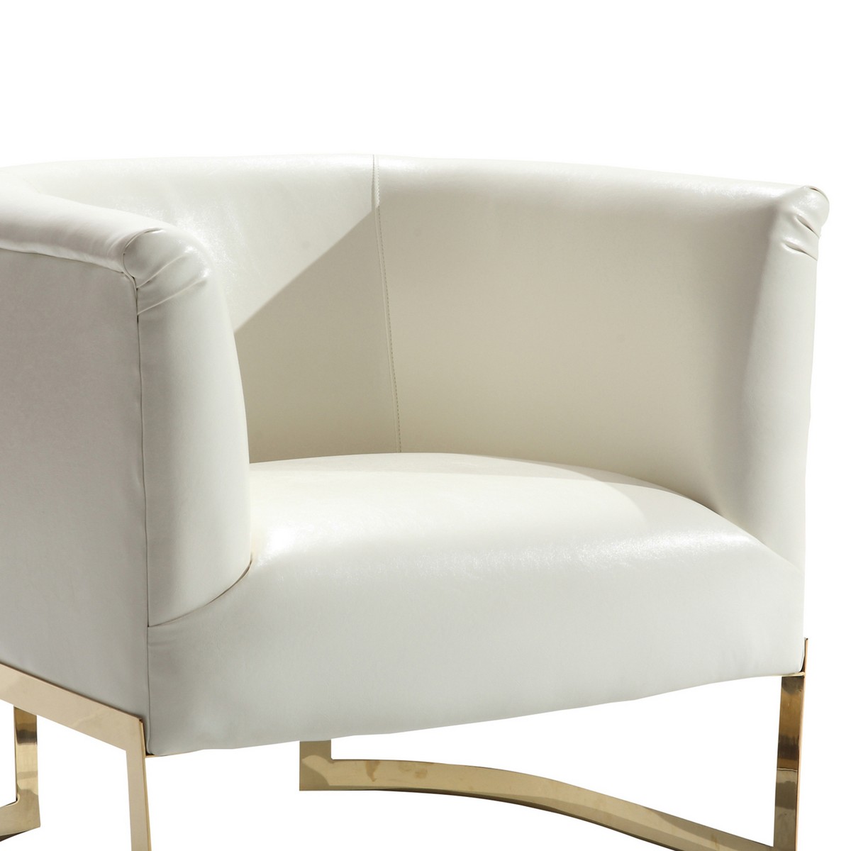 Armen Living Elite Contemporary Accent Chair In White and Gold Finish
