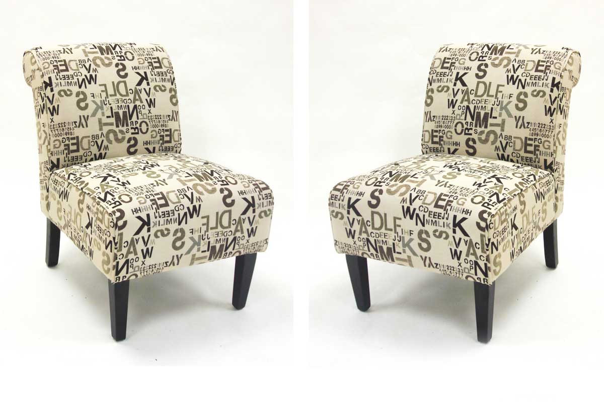 Armen Living Modern Architectural Fabric Accent Chairs - Cream