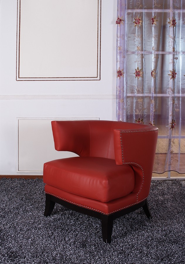 Armen Living Eclipse Club Chair - Red Vinyl With Nailhead Accents And Espresso Wood Finish Armen Living Eclipse Club Chair - Red Vinyl With Nailhead Accents And Espresso Wood Finish
