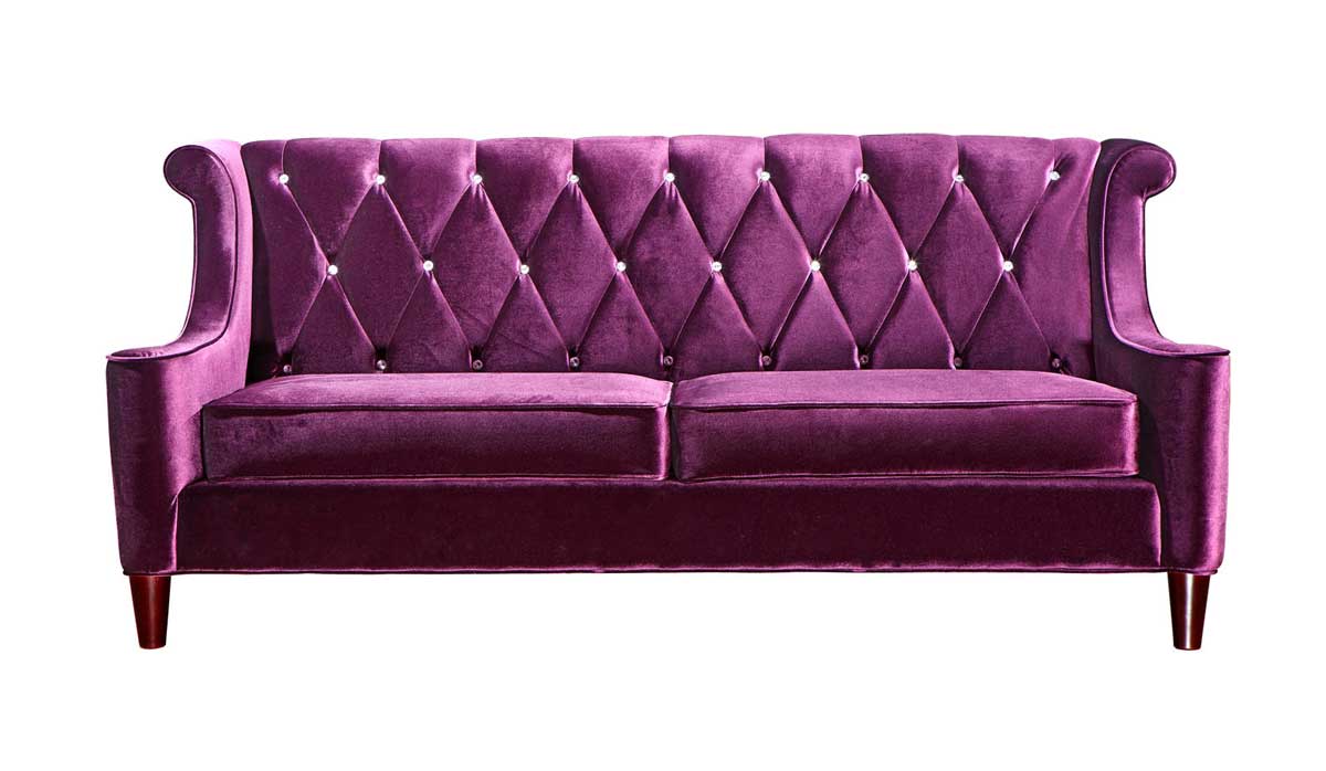 Armen Living Barrister Velvet Sofa - Purple