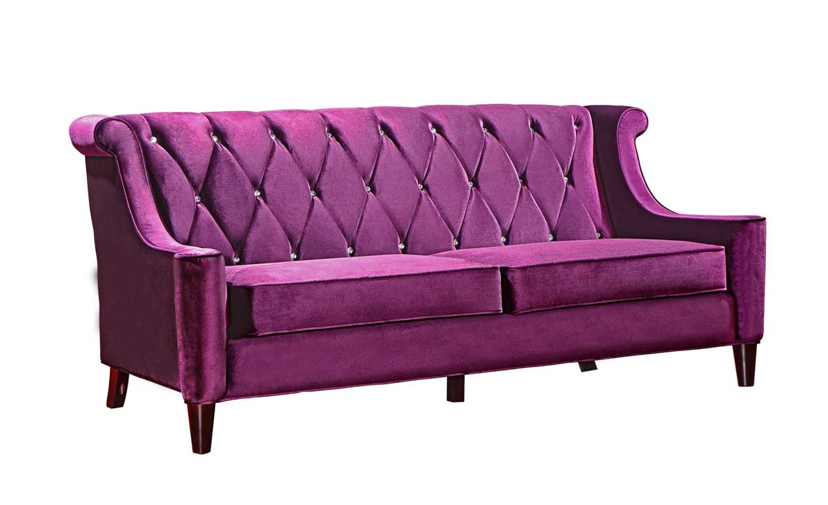 Armen Living Barrister Velvet Sofa - Purple