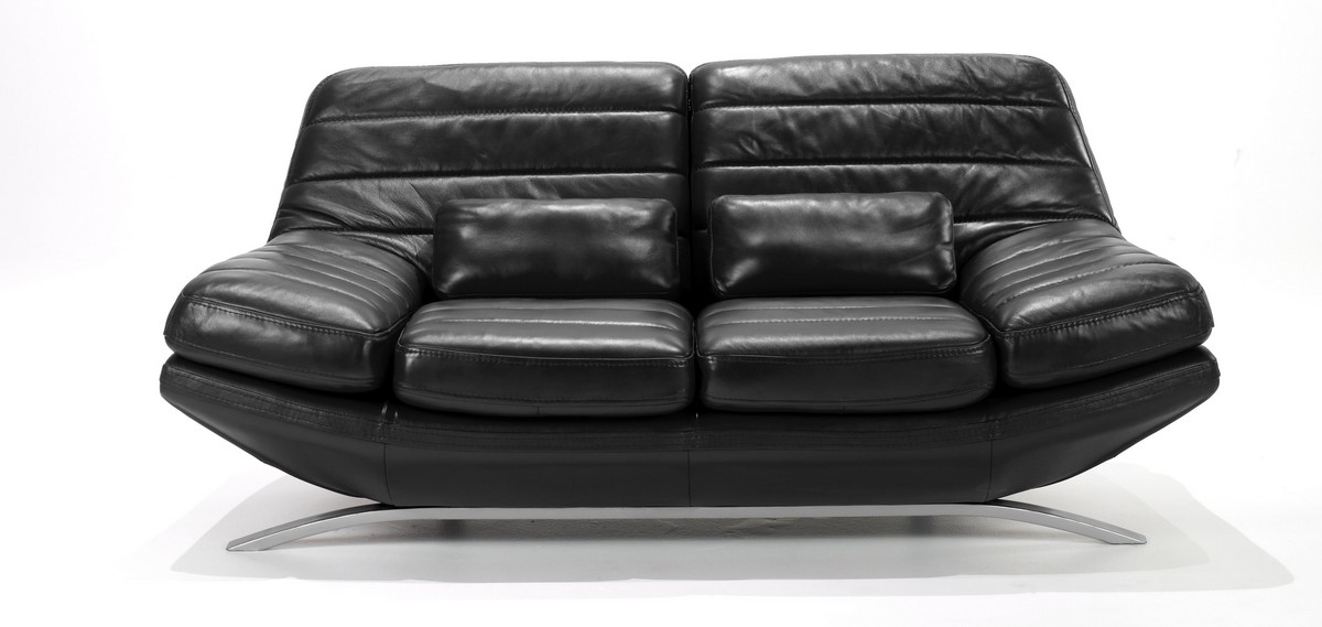 Armen Living Riviera Loveseat Black Leathermatch