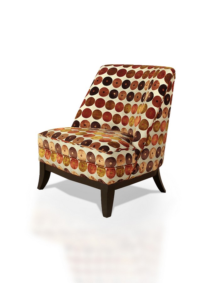 Armen Living Jester Club Chair In Brilliant Orange And Red Circles