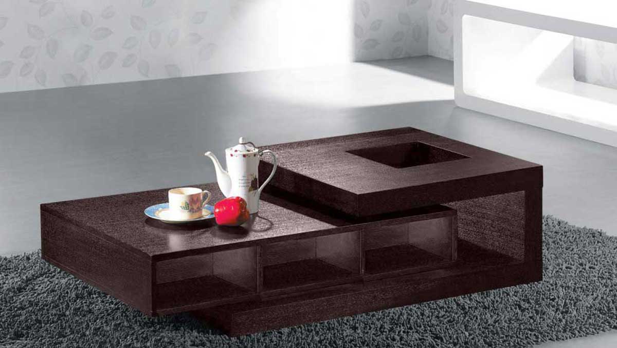 Armen Living Modern Coffee Table - Wenge Oak Veneer/Open Pore Texture