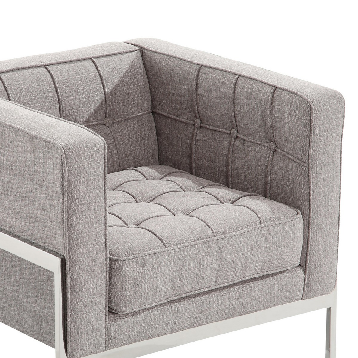Armen Living Andre Contemporary Chair In Gray Tweed and Stainless Steel