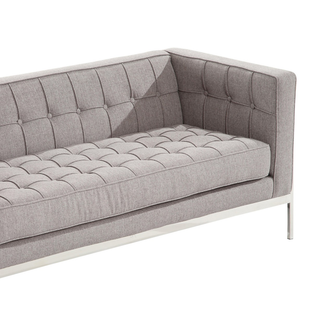 Armen Living Andre Contemporary Loveseat In Gray Tweed and Stainless Steel
