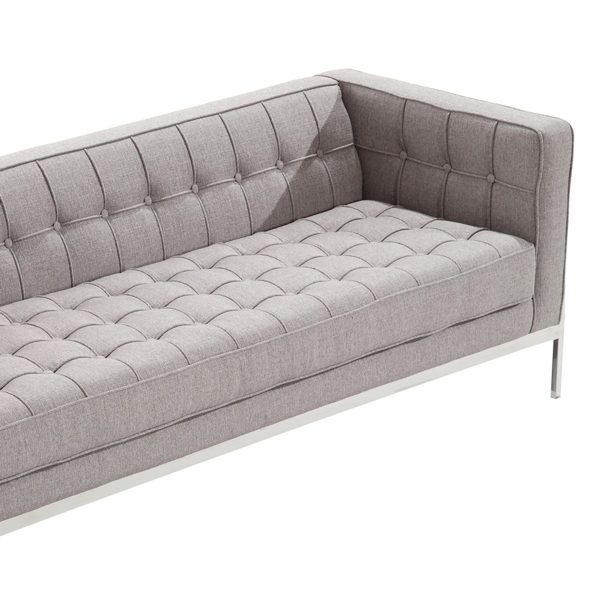Armen Living Andre Contemporary Sofa In Gray Tweed and Stainless Steel