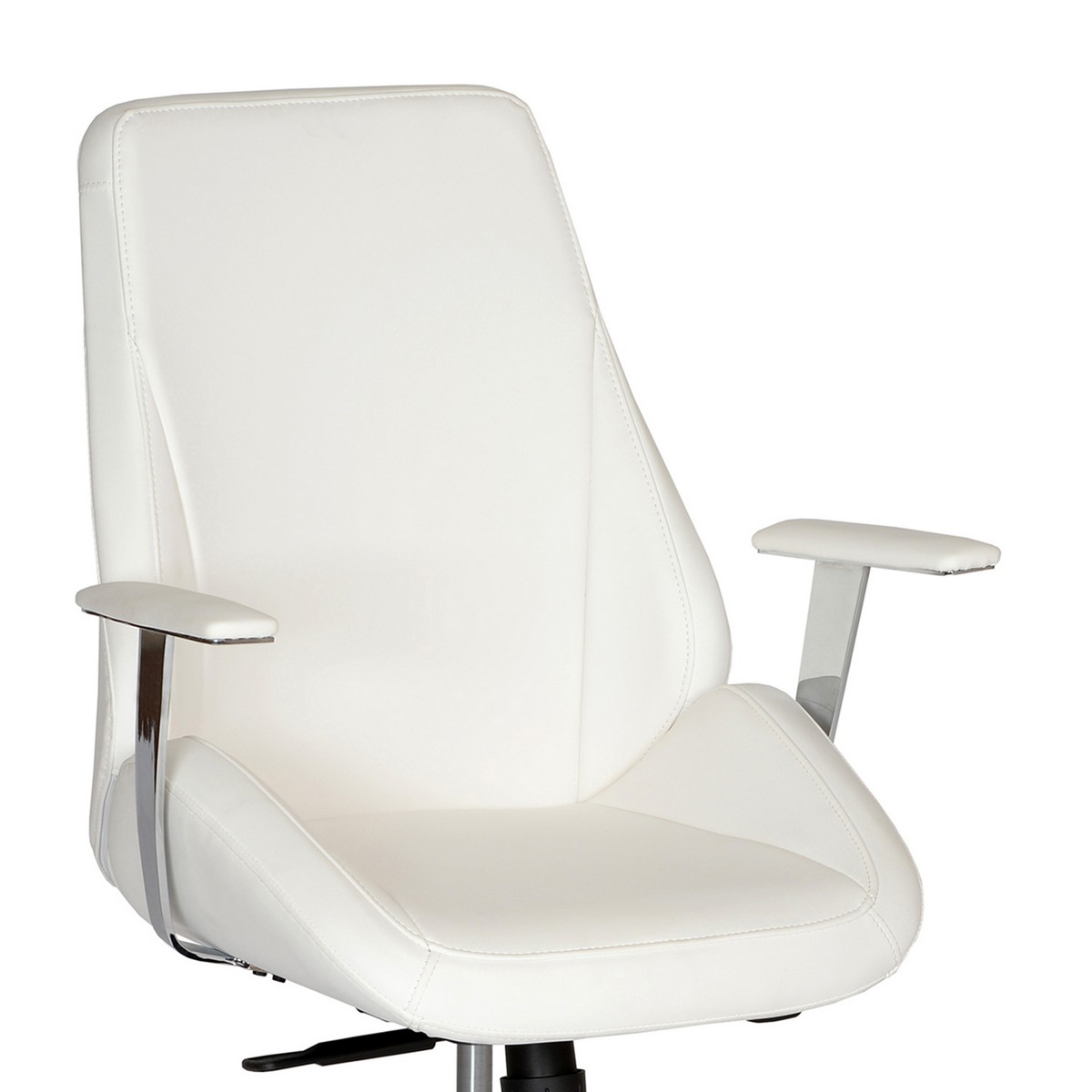 Armen Living Argo Contemporary Office Chair In White and Chrome