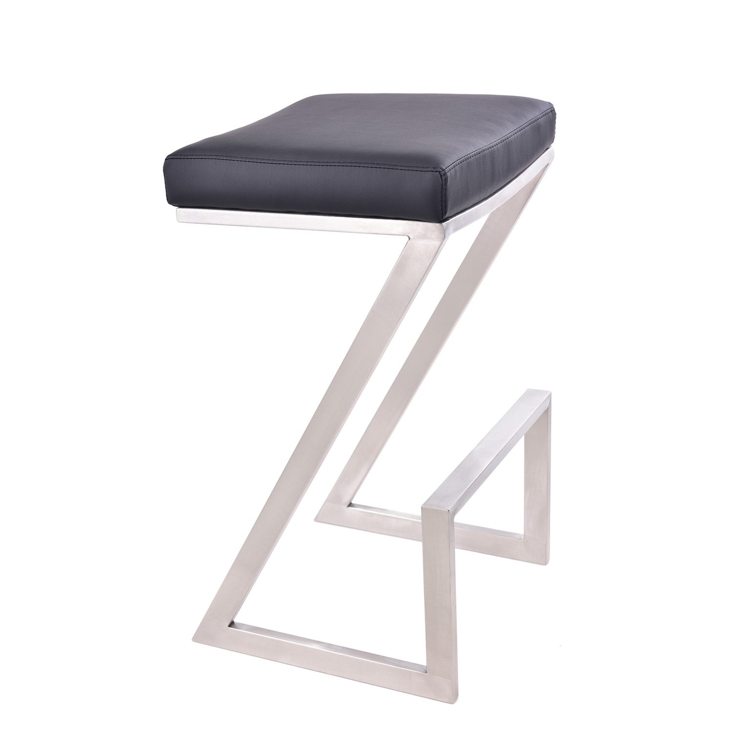 Armen Living Atlantis 30-inch Backless Bar Stool - Black Leatherette