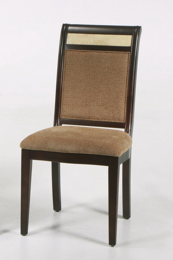 Armen Living Beige Chenille - Marble Inlay Side Chair Armen Living Beige Chenille - Marble Inlay Side Chair