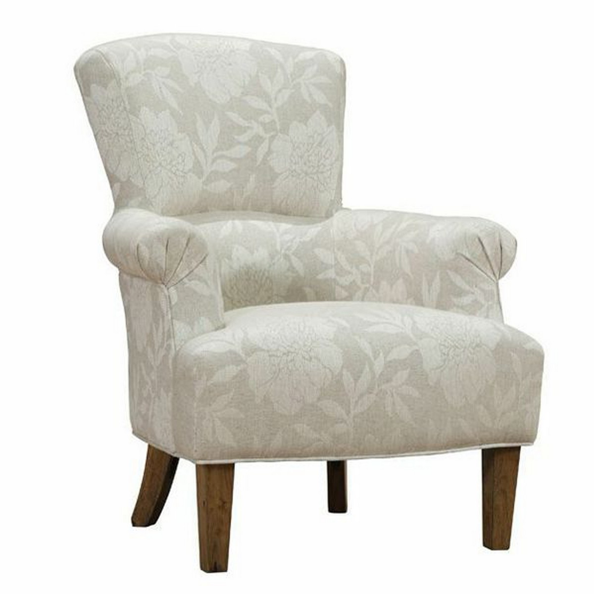 Armen Living Barstow Accent Chair In Cream Flower Fabric
