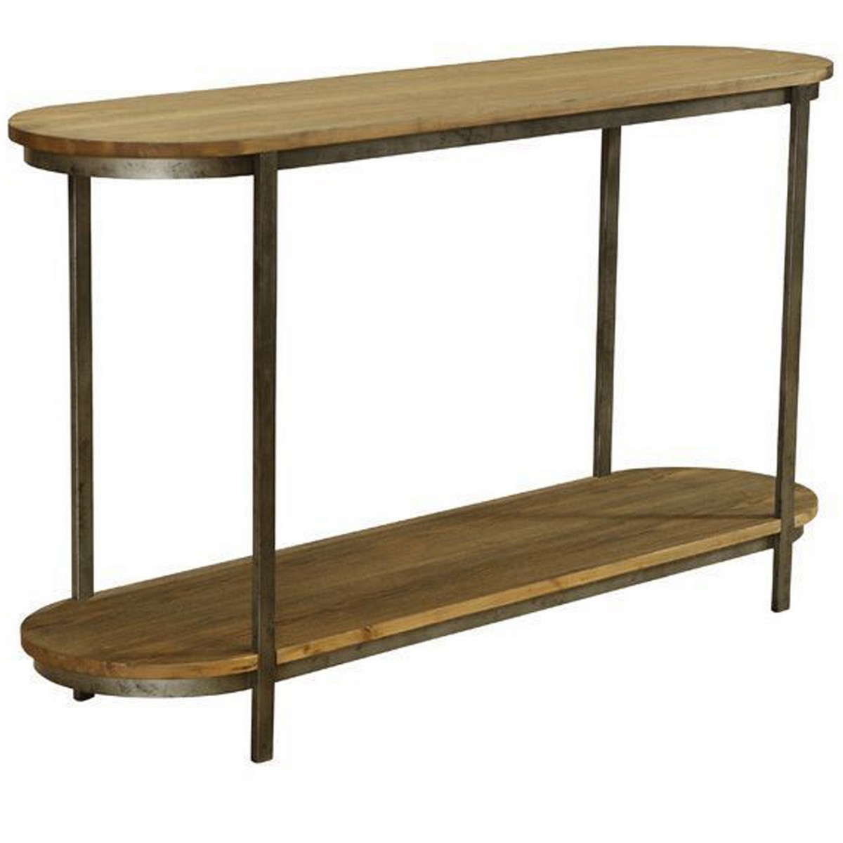 Armen Living Barstow Pine Top Console Table With Gunmetal Frame