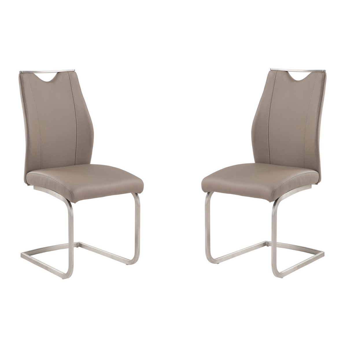 Armen Living Bravo Contemporary Side Chair In Coffee and Stainless Steel