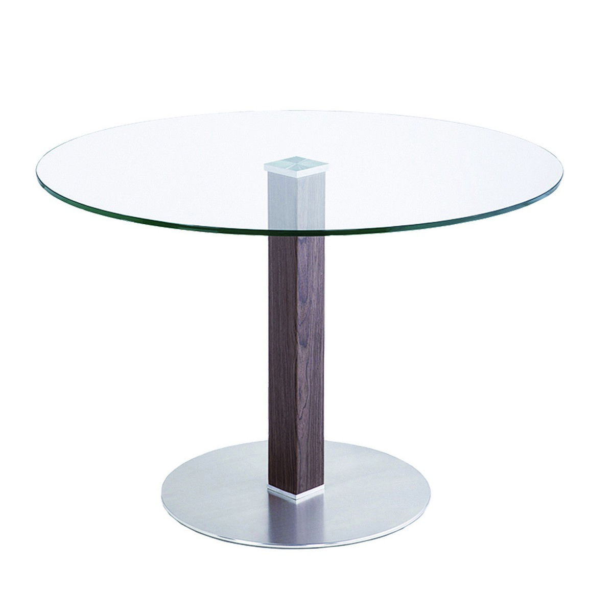 Armen Living Cafe Brushed Stainless Steel Dining Table with Clear Glass