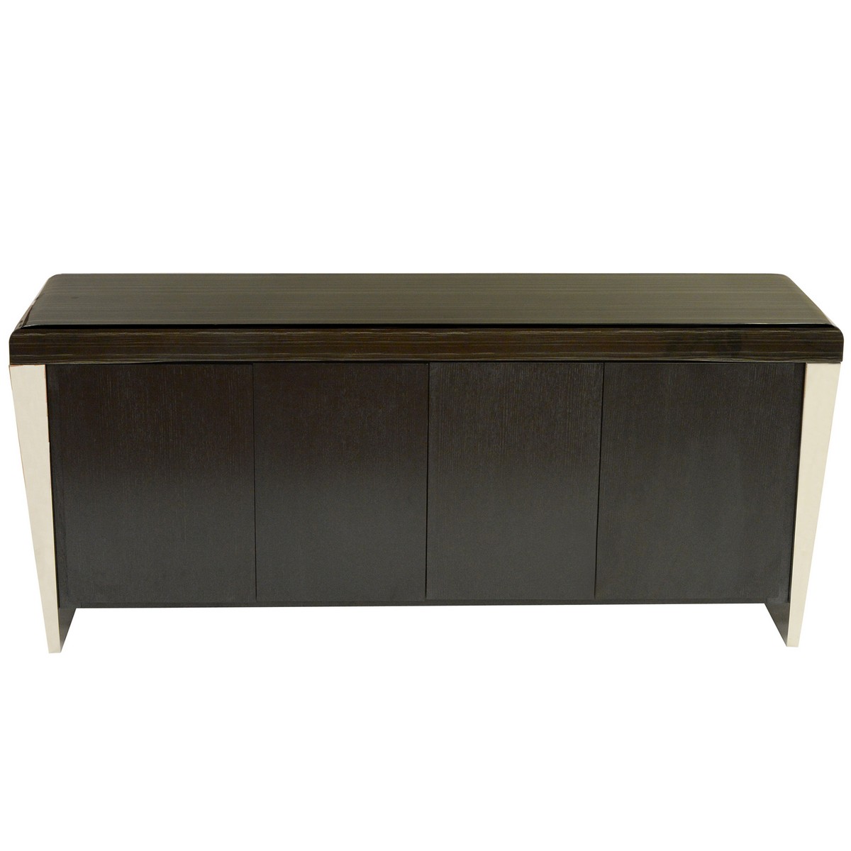 Armen Living Chow Contemporary Marble Buffet Table in Black and Stainless Steel Finish