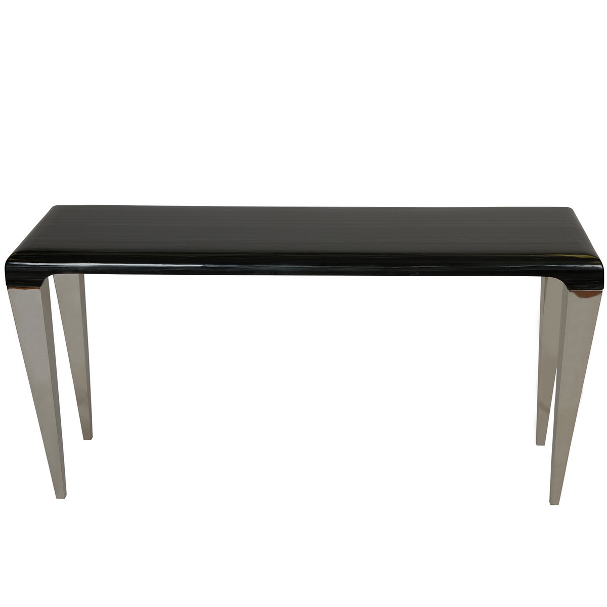 Armen Living Chow Contemporary Marble Console Table in Black and Stainless Steel Finish