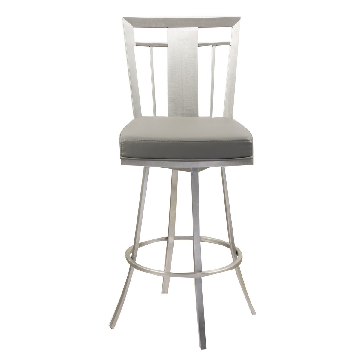 Armen Living Cleo 26-inch Modern Swivel Barstool In Gray and Stainless Steel