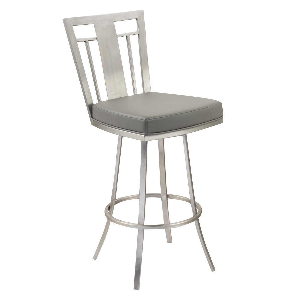 Armen Living Cleo 26-inch Modern Swivel Barstool In Gray and Stainless Steel