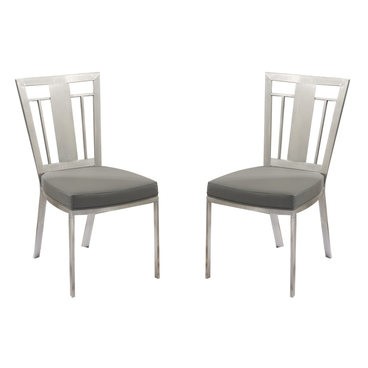 Armen Living Cleo Contemporary Dining Chair In Gray and Stainless Steel