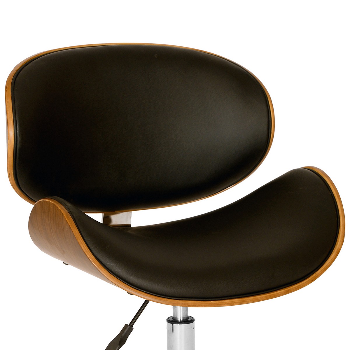 Armen Living Daphne Modern Chair In Black And Walnut Veneer Back and Chrome