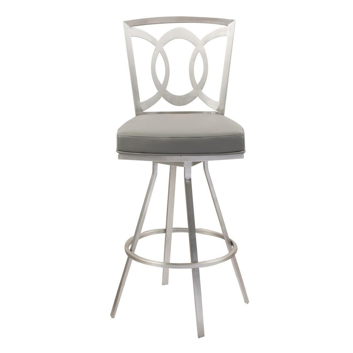 Armen Living Drake 26-inch Contemporary Swivel Barstool In Gray and Stainless Steel