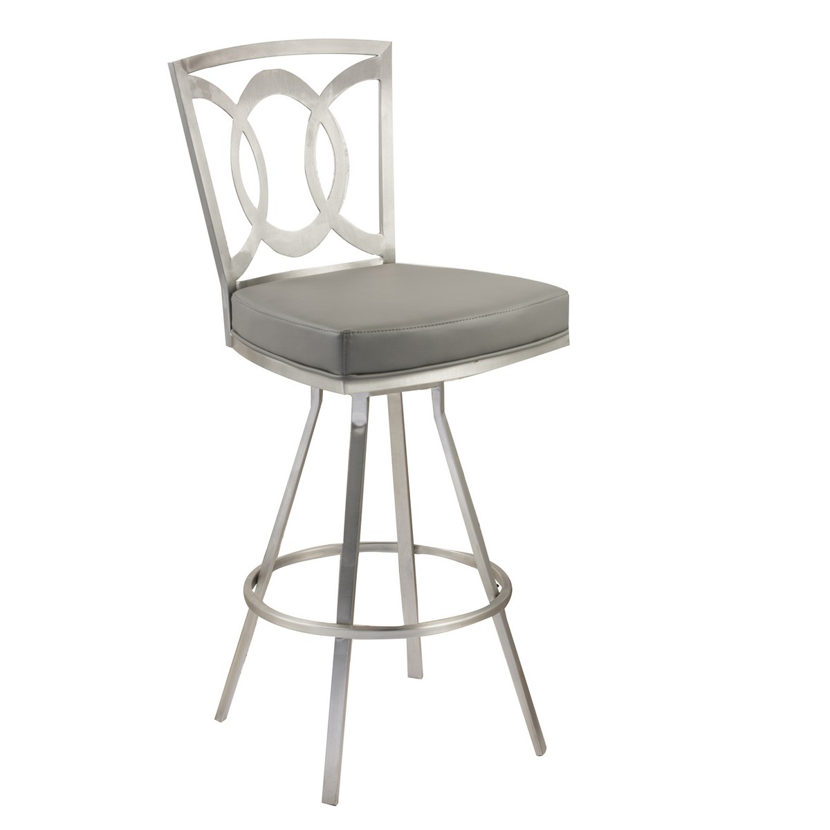Armen Living Drake 26-inch Contemporary Swivel Barstool In Gray and Stainless Steel
