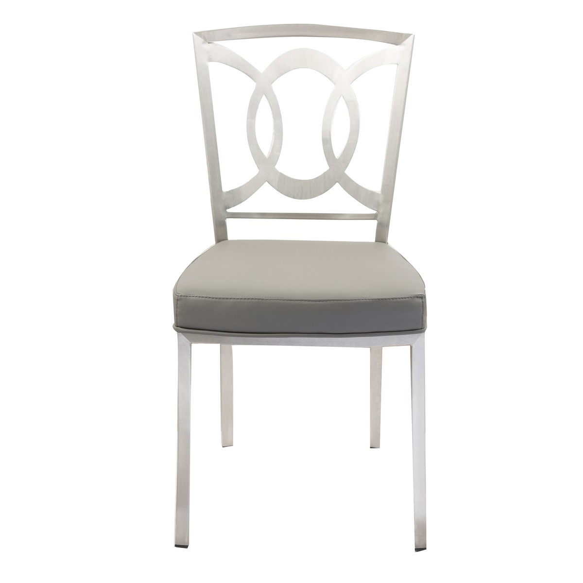 Armen Living Drake Modern Dining Chair In Gray and Stainless Steel