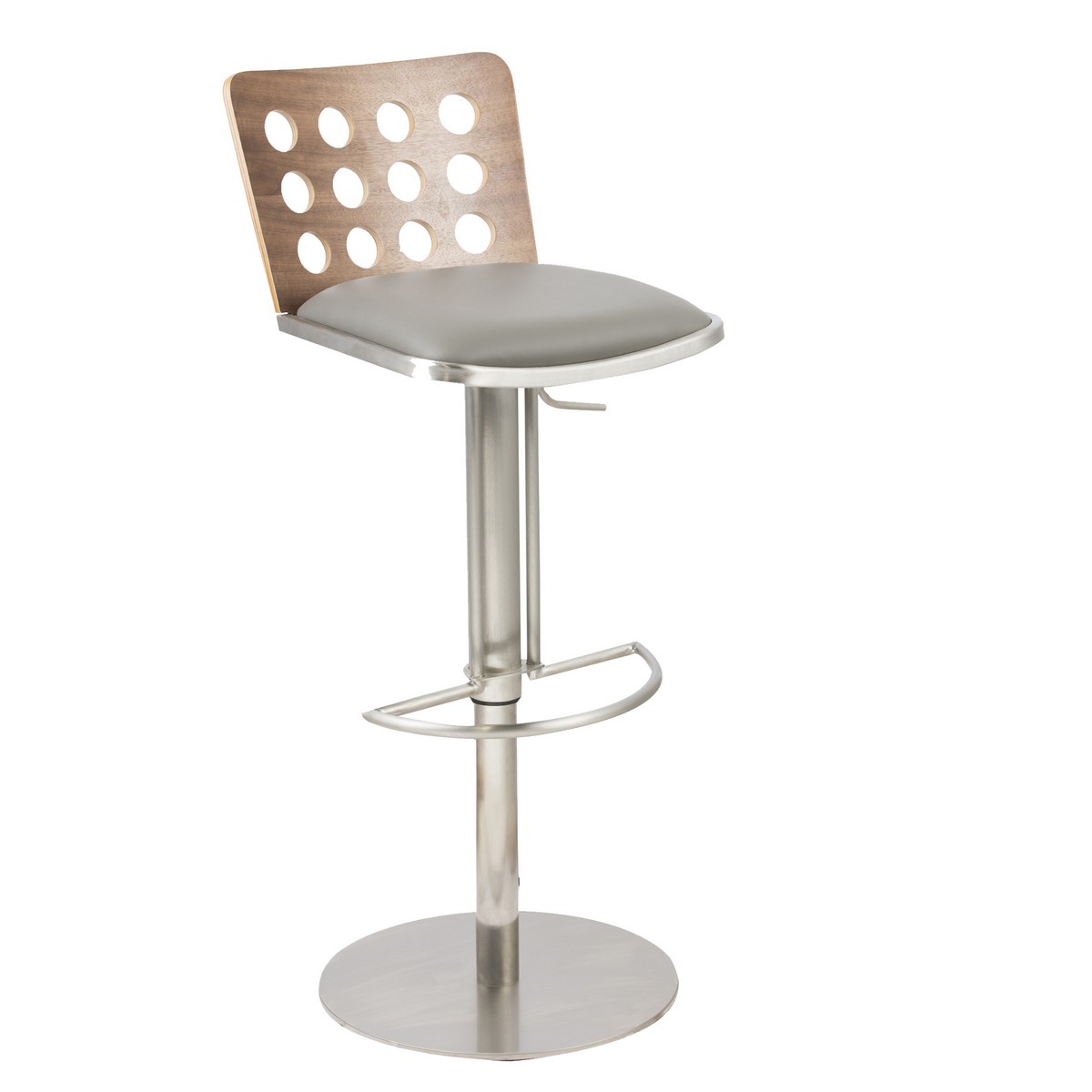 Armen Living Elton Modern Barstool In Gray and Stainless Steel Armen Living Elton Modern Barstool In Gray and Stainless Steel