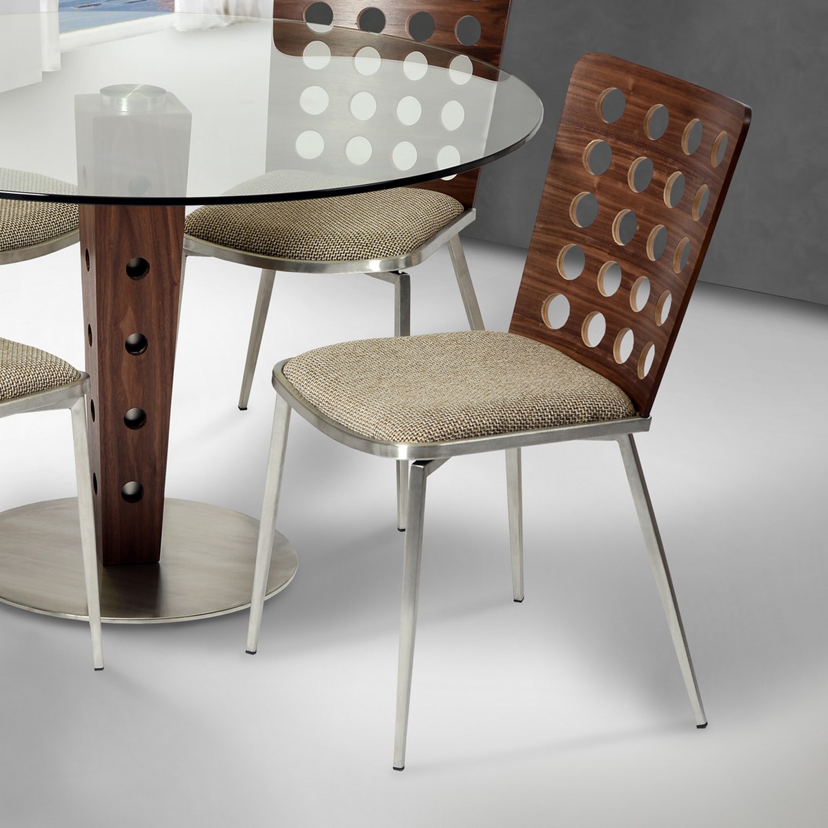 Armen Living Elton Modern Dining Chair In Brown and Stainless Steel