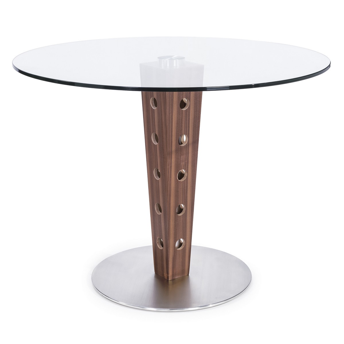 Armen Living Elton Modern Dining Table In Stainless Steel and Glass Top