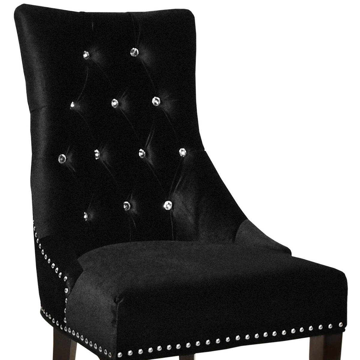 Armen Living Carlyle Side Chair in Black Velvet