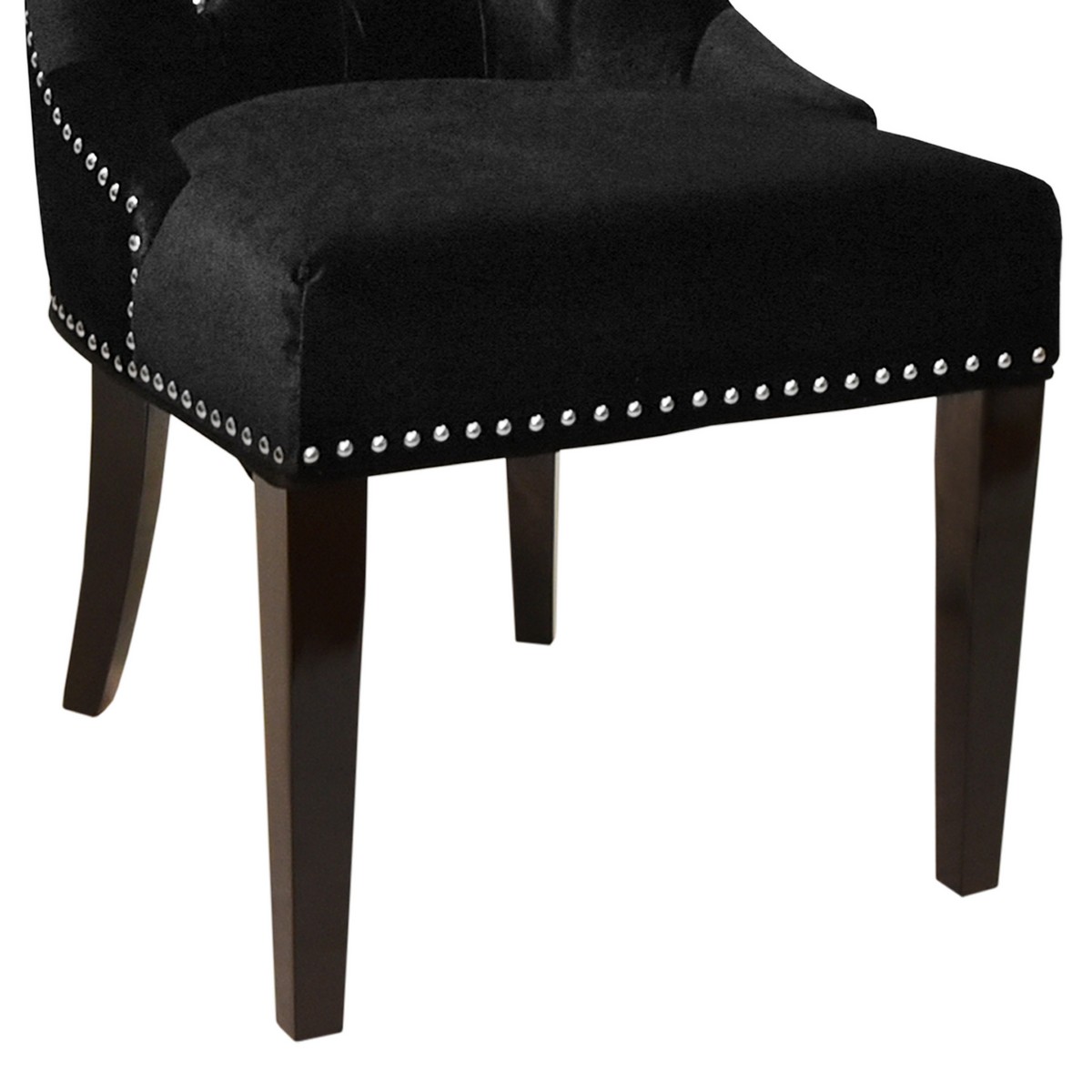 Armen Living Carlyle Side Chair in Black Velvet