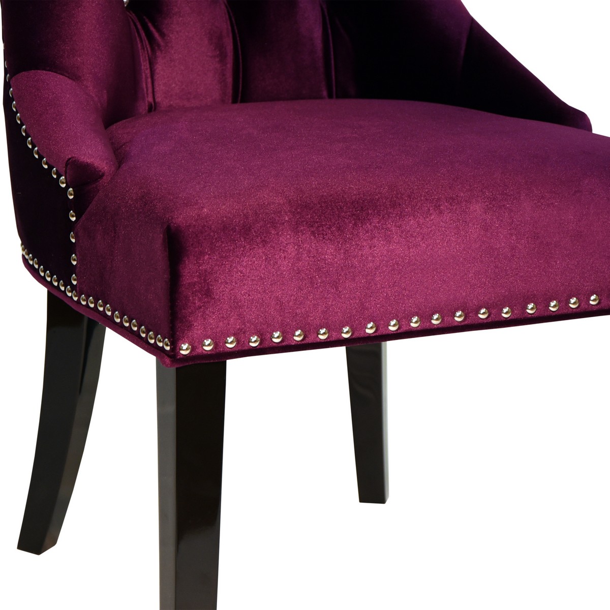 Armen Living Carlyle Side Chair in Leatheretterple Velvet