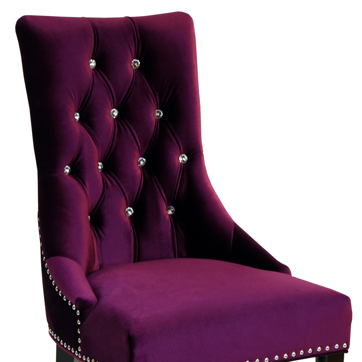Armen Living Carlyle Side Chair in Leatheretterple Velvet