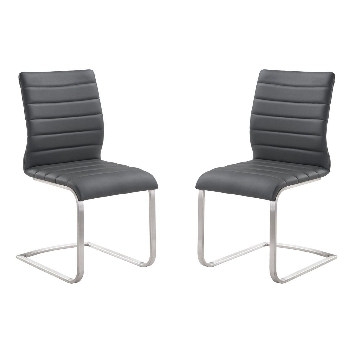 Armen Living Fusion Contemporary Side Chair In Gray and Stainless Steel