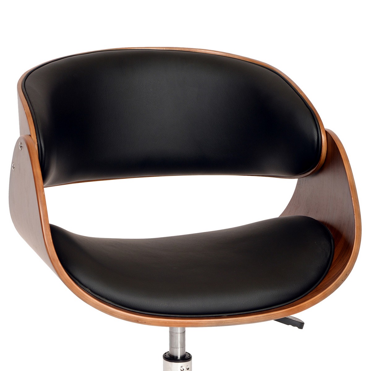 Armen Living Julian Modern Chair In Black And Walnut Veneer Back and Chrome