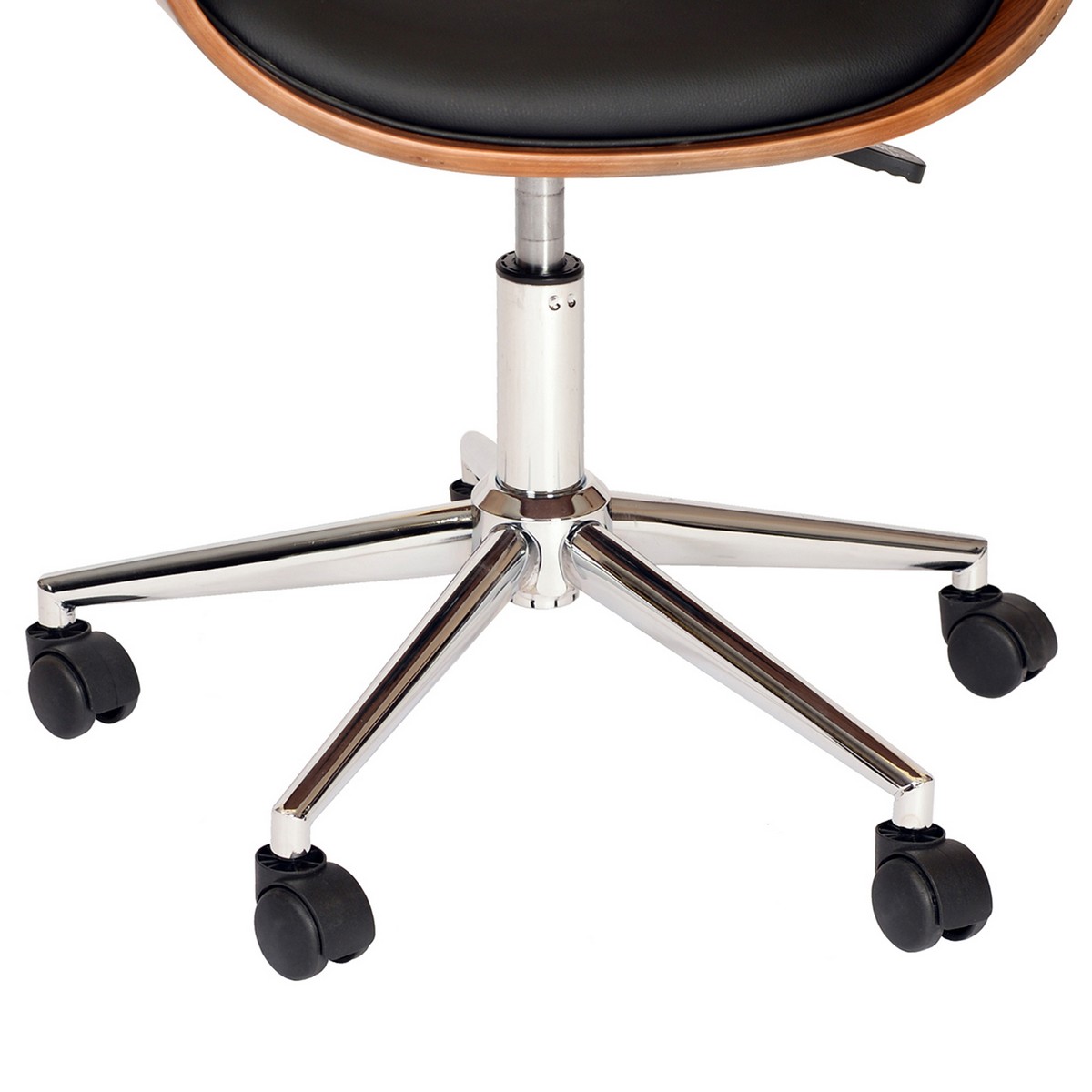 Armen Living Julian Modern Chair In Black And Walnut Veneer Back and Chrome