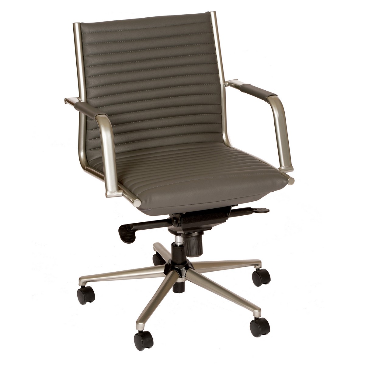Armen Living Leo Modern Office Chair In Gray and Powder Coated Gray Metal
